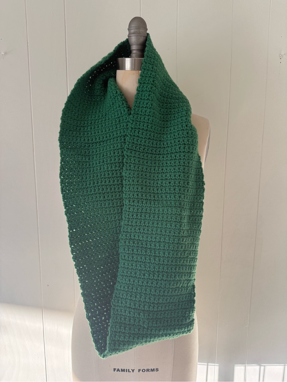 Handmade Dark Green Crochet Scarf